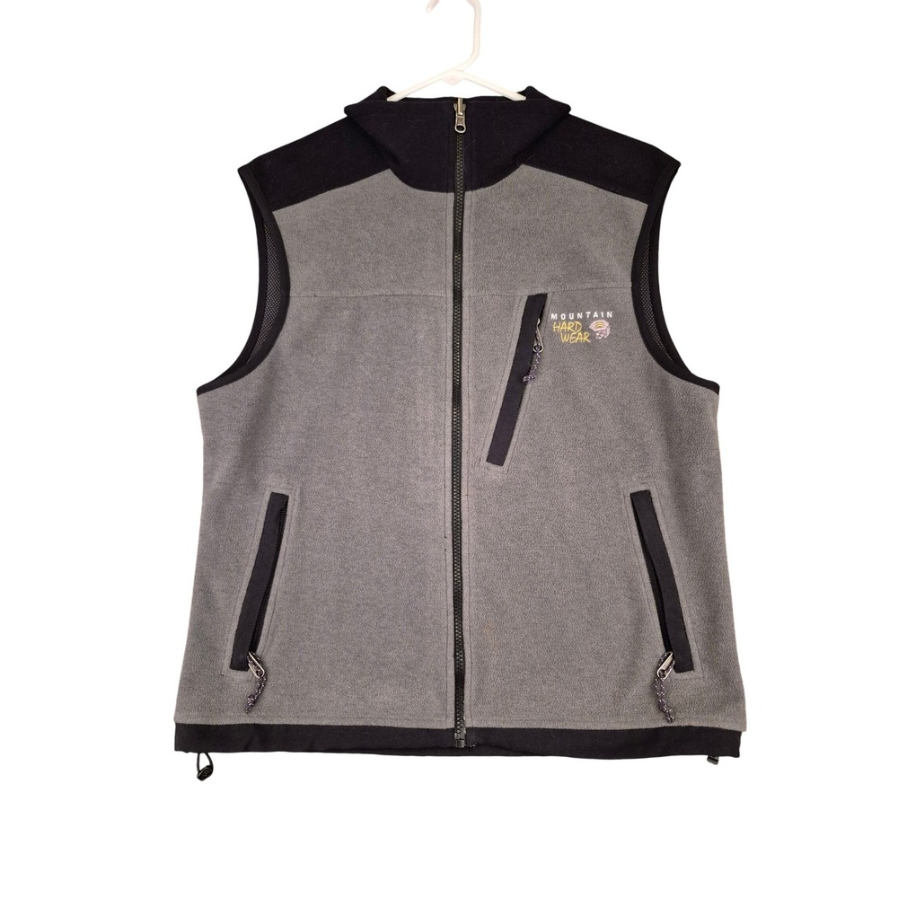 Mountain Hardwear Windstopper Fleece Vest Mens Medium Grey Black OM1623 Full Zip